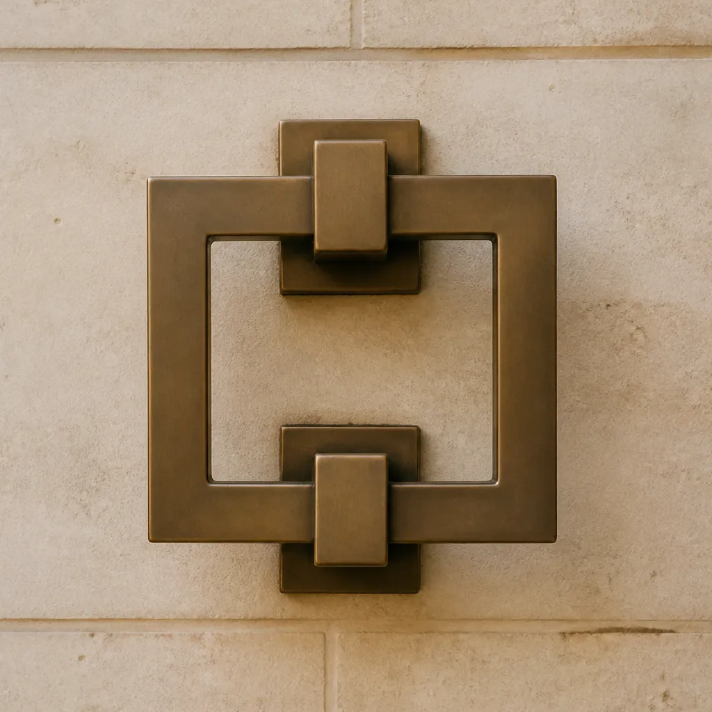 bronze handle on limestone